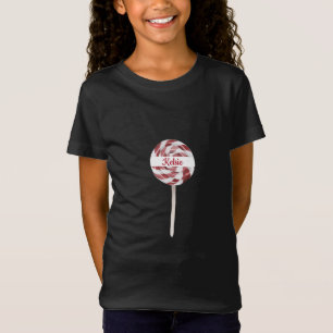 Candy Cane Swirl Lollipop met naam T-shirt