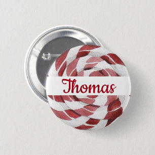Candy Cane Swirl met naam Ronde Button 5,7 Cm