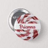 Candy Cane Swirl met naam Ronde Button 5,7 Cm (Voorkant /achterkant)