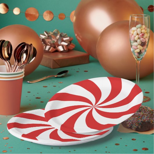 Candy cane swirl papieren bordje (Multi)