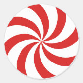 Candy cane swirl ronde sticker (Voorkant)
