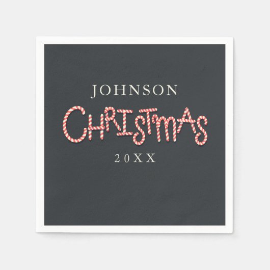 Candy Cane Typography Kerstfeest servetten (Voorkant)