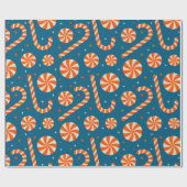 Candy cane vintage Christmas retro pattern Cadeaupapier (Vlak)