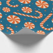 Candy cane vintage Christmas retro pattern Cadeaupapier (Hoek)