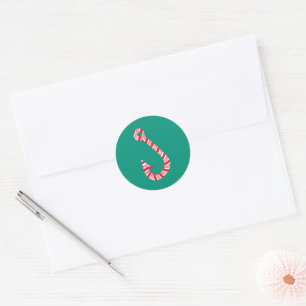 Candy Cane Vishaak Kerststicker Zegel