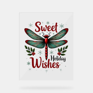 Candy Cane Wings Dragonfly Acryl Bord