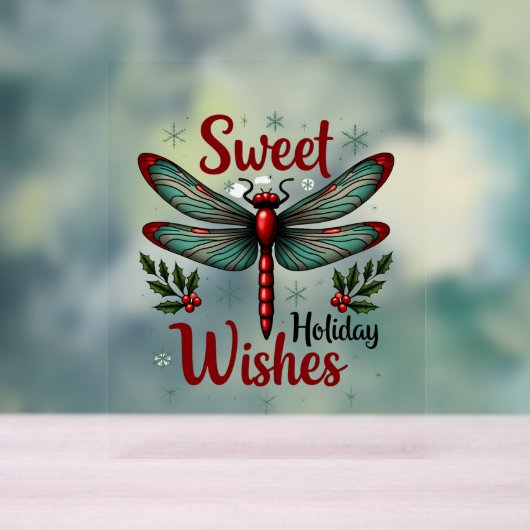 Candy Cane Wings Dragonfly Acryl Bord (Neutraal)