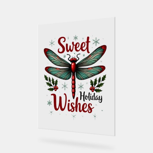 Candy Cane Wings Dragonfly Acryl Bord (Hoek)