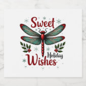 Candy Cane Wings Dragonfly Sparkling Wijnetiket (Enkel label)