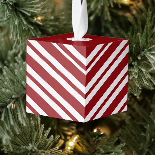 Candy Cane Wooden Cube Christmas Ornament (Boom)