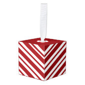 Candy Cane Wooden Cube Christmas Ornament (Voorkant hoekig)