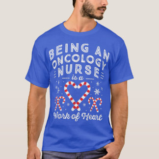 Candy Cane Work Heart Women Mannen NP Oncology Nur T-shirt