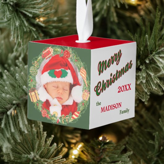 Candy Cane Wreath Photo Template Ornament (Boom)