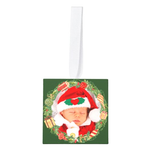Candy Cane Wreath Photo Template Ornament (Voorkant)