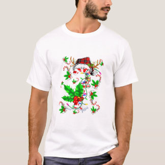 Candy Cane Xmas Plaid Santa T-shirt