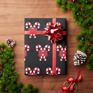Candy Cane Zwarte Kerst Inpakpapier