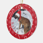 Candy Canes and Snowflakes Dog Photo Ornament (Links)