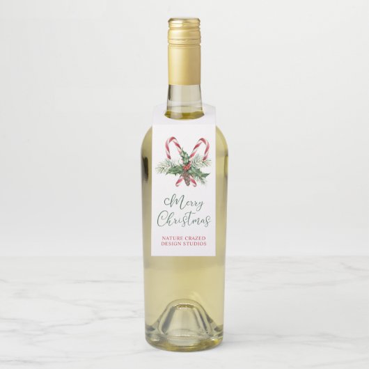 Candy Canes Company kerst Bottle Hanger Label (Op fles)