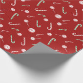 Candy Canes en Bon Bons Roll op Rood Cadeaupapier (Hoek)