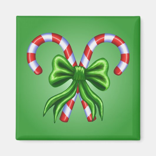 Candy Canes en Bow - Gepersonaliseerd Magneet (Voorkant)