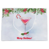 Candy Canes en Cocktails Christmas Holiday Party Groot Cadeauzakje (Voorkant)