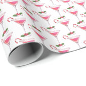 Candy Canes en Cocktails Patroon Kerstmis Cadeaupapier (Rol Hoek)