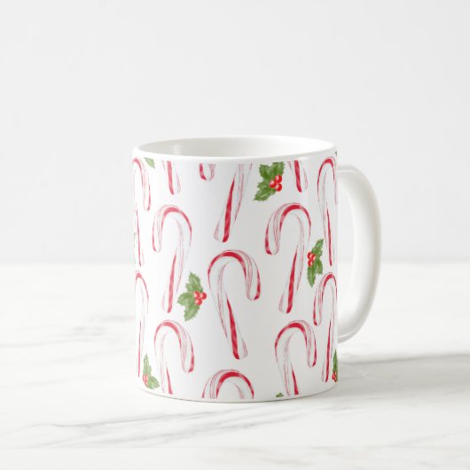 Candy Canes en Holly Coffee Mok (Voorkant rechts)