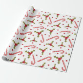 Candy Canes en Holly Seamless Pattern Cadeaupapier (Uitgerold)