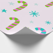 Candy Canes en sterren Moderne Kerstmis Cadeaupapier (Hoek)