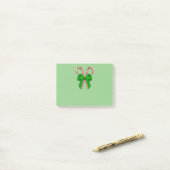 Candy Canes Green Bow Post-it® Notes (Op bureau)