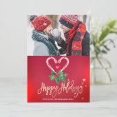 Candy Canes Holly Berry Red Photo Merry kerst (Staand voorkant)