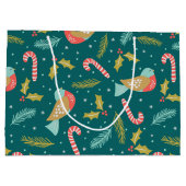 Candy Canes Holly Pine Boughs Birds Groot Cadeauzakje (Achterkant)
