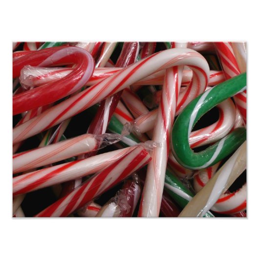 Candy Canes kerstfeestay White Green en Red Foto Afdruk (Voorkant)