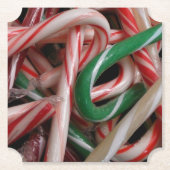Candy Canes kerstfeestay White Green en Red Kartonnen Onderzetters (Voorkant)