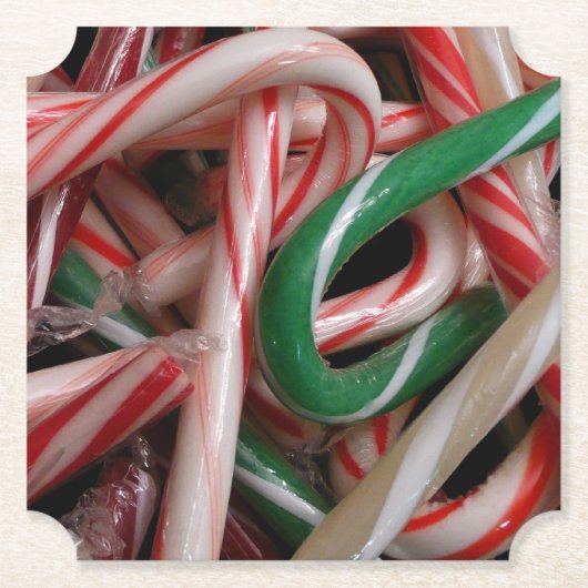 Candy Canes kerstfeestay White Green en Red Kartonnen Onderzetters (Voorkant)