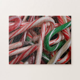 Candy Canes kerstfeestay White Green en Red Legpuzzel