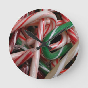 Candy Canes kerstfeestay White Green en Red Ronde Klok