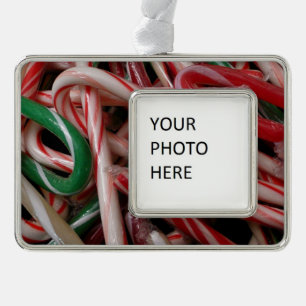 Candy Canes kerstfeestay White Green en Red Verzilverd Kader Ornament
