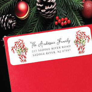 Candy Canes Kerstmis retour adres Etiket