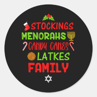 Candy Canes Latkes Hanukkah Kerstmis Chrismukkah Ronde Sticker