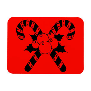 Candy Canes & maretak Zwarte Kerstmis Magneet