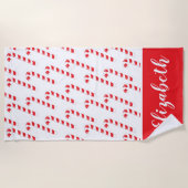 Candy Canes op het strand handdoek (Voorkant)
