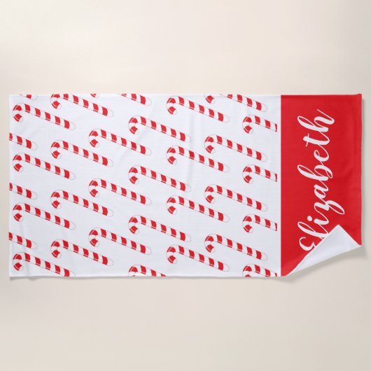 Candy Canes op het strand handdoek (Voorkant)