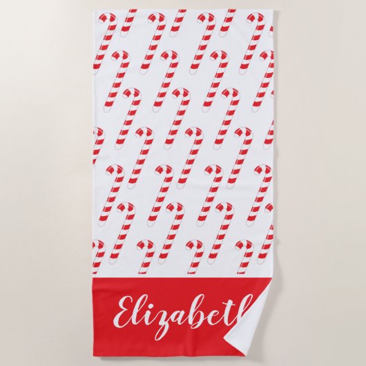 Candy Canes op het strand handdoek (Voorkant)