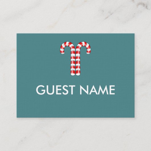 Candy Canes red Dinner Place Card Plaatskaartje (Voorkant)