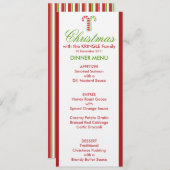 Candy Canes red green Dinner Menu (Voorkant / Achterkant)