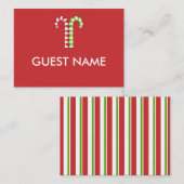 Candy Canes red green Dinner Place Card Plaatskaartje (Voorkant / Achterkant)