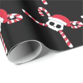 Candy Canes Skull Santa Hat Kerstmis Cadeaupapier (Rol Hoek)