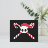 Candy Canes Skull Santa Hoed Kerstmis Feestdagenkaart (Staand voorkant)