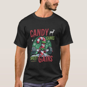 Candy Canes Sweet Gains Funny Gym Workout Kerstmis T-shirt